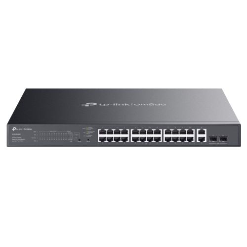 TP-LINK (ES228GMP) Omada 28-Port Gigabit Easy Managed Switch with 24-Port PoE+, 2x GB SFP Ports, 384W Power Budget, Rackmountable TP-LINK (ES228GMP) Omada 28-Port Gigabit Easy Managed Switch with 24-Port PoE+, 2x GB SFP Ports, 384W Power Budget, Rackmountable